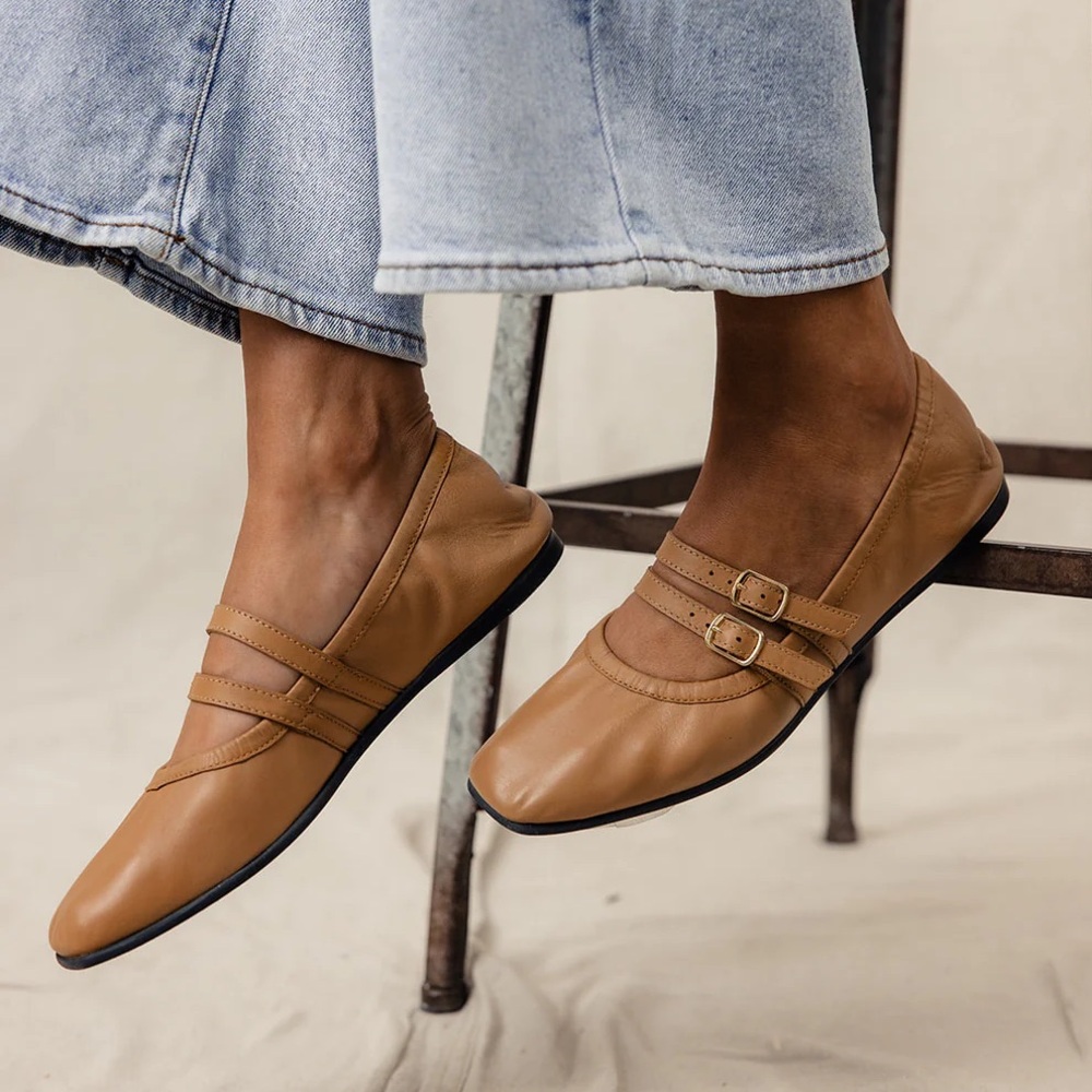 Free People Gemini Leather Mary Jane Ballet Flat Women size 10